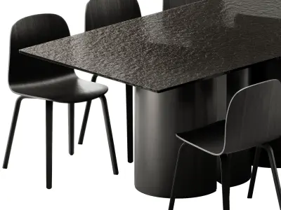 Eforma Plai Crystal Table and Muuto Visu Chair 3D model