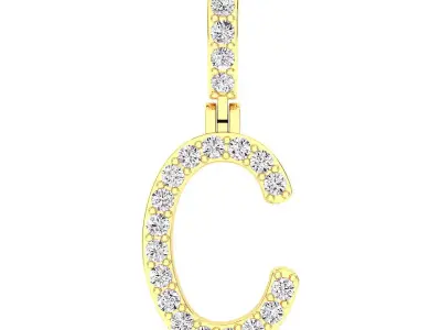 Alphabet C-letter single row pendant 3D print model