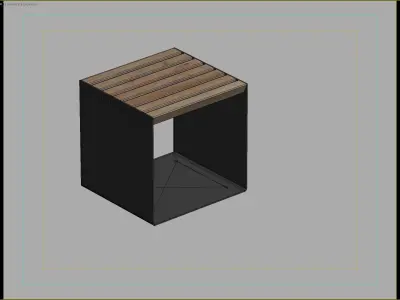 Compact Wood and Metal Stool for Urban and Park Settings 3D model
