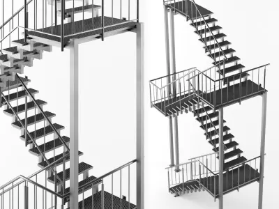 Metal outdoor stair 3D model