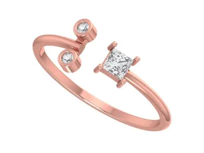 Three Stone Light Weight Band Ring 3D print model 5