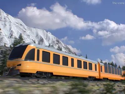  Three-Car Passenger Train with First and Second Class Coaches Simplified 