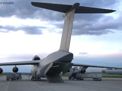  Strategic Airlift Aircraft Nose Raised with Truck Cargo with Interior 