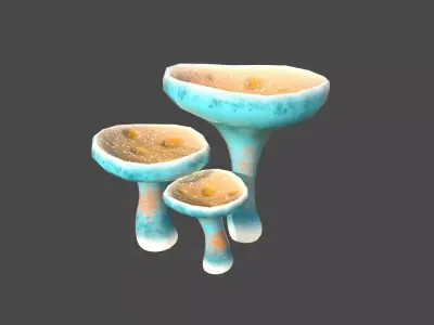 Fantasy Mushroom J05 Blue Orange - Scene Backdrop Design Low-poly 3D model