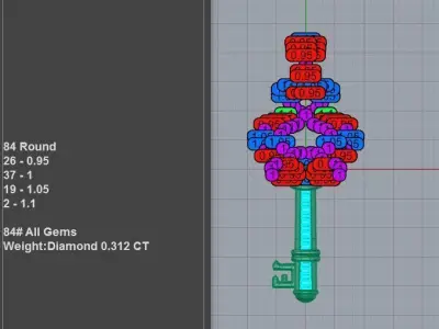 Exquisite Vintage Key Charm Diamond Pendant 3D print model