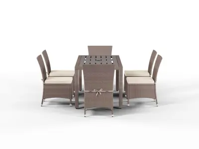 Havenside Home Stillwater Brown Indoor Outdoor Dining Set Low-poly 3D model