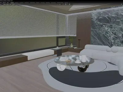 Contemporary Living Lounge 3D model