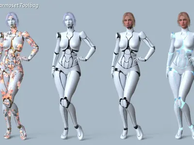 Female Robot R68 Pack Low-poly 3D model