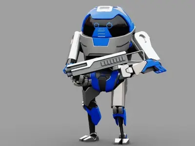 Battle droid rigged - animated 3D model