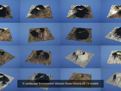 5 Landscape Environment Volcano Snow Volume 02 3D Model Pack