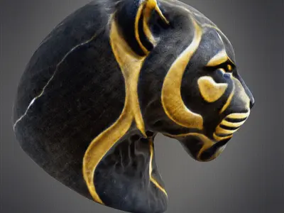 Marble Panther Face Bust 3D print model