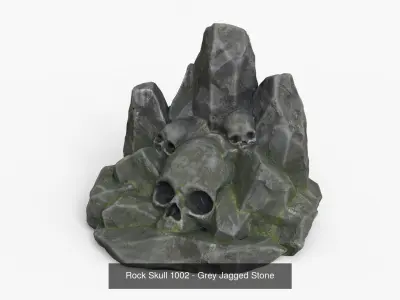 Skull Rock Set bundle - Grey Jagged Stone 3D Model Pack