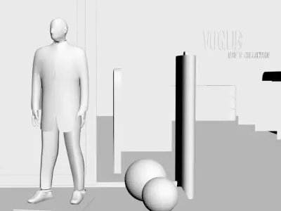 Shop window with low poly interior 3D model