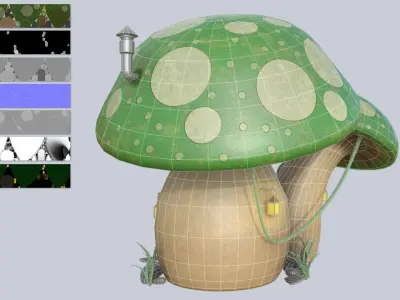 Mushroom house Low-poly 3D model