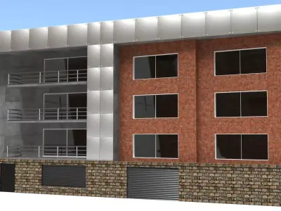 Three-storey apartment building 3D model