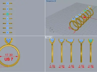RINGS WITH SIX KIND OF DIAMOND 3D print model