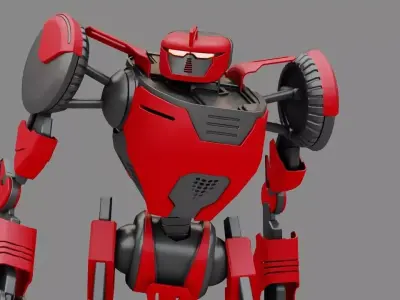 Combat Android rigged- animated character 3D model