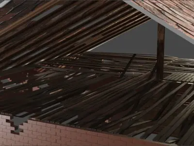 House wooden with pieces 3D model