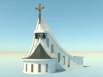 Modern church - exterior interior 3D model