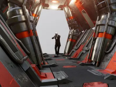 well made scifi corridor  Low-poly 3D model