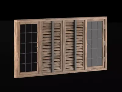 Wooden windows 3D model