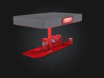 Neon Gas Station  Retro-Futuristic Stop with Vibrant Glow 3D model