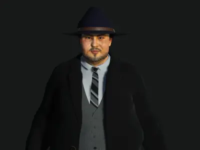 3D REALISTIC HUMAN RIGGED CHARACTER - ASIAN FAT BUSINESSMAN Low-poly 3D model