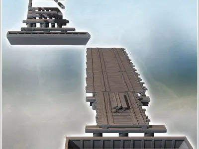 Improvised wooden log bridge with float and railway tracks 17 -  3D print model