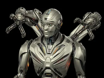 Robot Humanoid B2 - Rigged and Animated 3D model