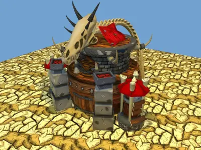 Stylized Orc Town - Town Hall Low-poly 3D model