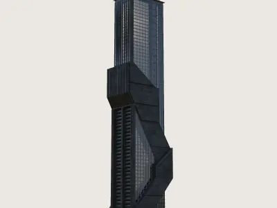 Building Skyscraper City Town Downtown Street Futuristic Utopia Low-poly 3D model 16