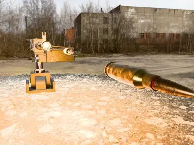 Machine Gun Firing Animated Turret Low-poly 3D model