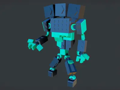 Brick Toy 3D - Low Poly - Fighter Robots Low-poly 3D model