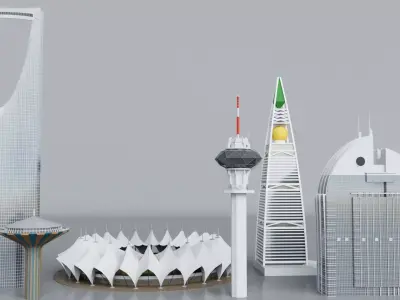 Riyadh Skyscrapers Collection Low-poly 3D model