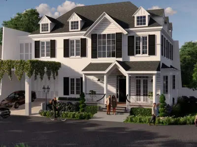 American Classic Facade and Plan House Without Interior 3D model