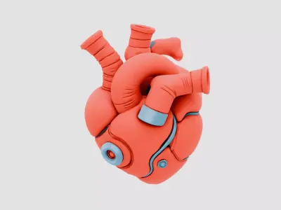 Futuristic Biomechanical Heart Low-poly 3D model