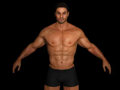 AAA 3D REALISTIC CHARACTER - BASEMESH AFRICAN MUSCULAR MAN 01