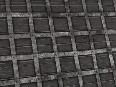 Medieval Dark Wood Iron Bands PBR Seamless Texture