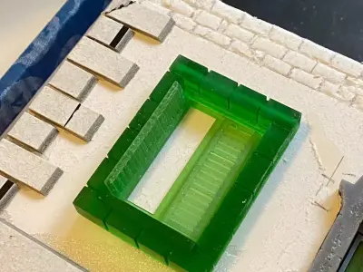 Diorama Stone window frame and weatherboard shutters vintage  3D print model