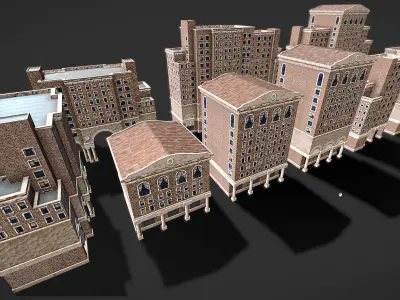 Buildings Low-poly 3D model