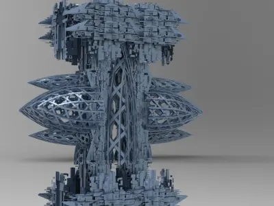 Covenant Skyscraper Docking tower rig  Low-poly 3D model