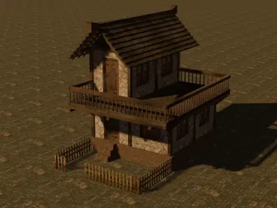 Medieval house seven 12 Low-poly 3D model