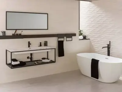 Seamless White Sculpted Wave Ceramic Wall Tile Texture