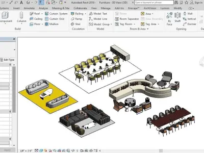 3d mode Furniture revit 2018 3D model
