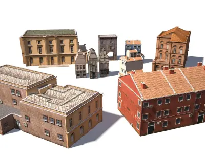 Apartment Buildings BUNDLE Low Poly Low-poly 3D model