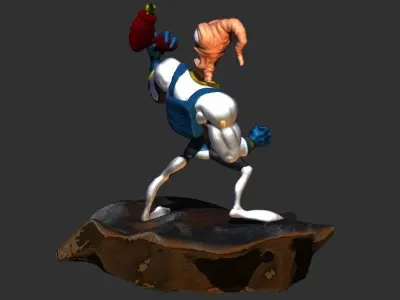 Earthworm Jim 3D printable sculpture  3D print model
