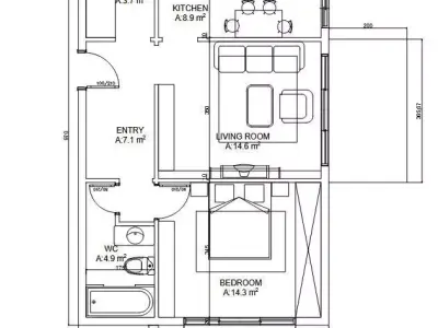 Mediterranean Apartment Interior Complete 3D Scene  Floor Plan Low-poly 3D model