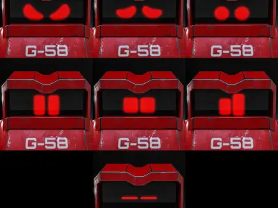 Cute Space Robot Rigged G-58 Red 3D model