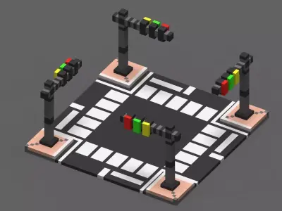 Road Voxel - 4 Low-poly 3D model