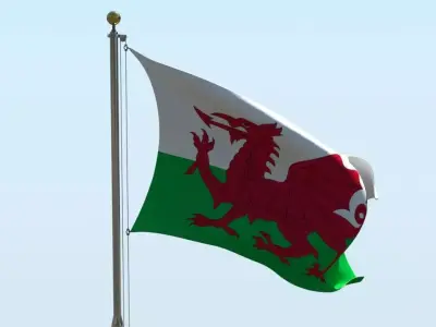 Animated Wales Flag  3D model